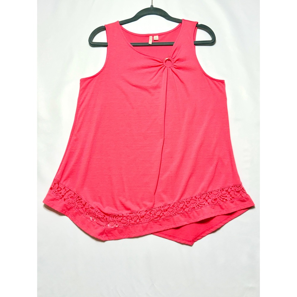 Est 1946 Womens M Coral Pink Sleeveless Lace Trim Hem Shirt